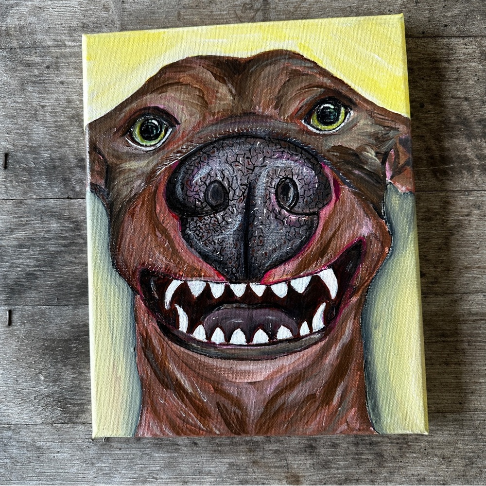 RIKKISRATPACK  “CHEESE” smiling Doberman pincher mix PET PORTRAITS
